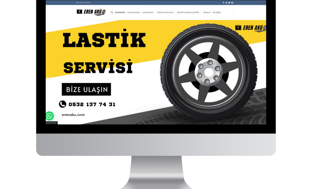 Erenaku.com, akü ve lastik servisi hizmeti veren bir firma için sade ve kullanıcı dostu şekilde tasarlandı. Mobil uyumlu ve hızlı çalışan site, hizmet alanları ve iletişim bilgilerini net biçimde sunuyor. Acil destek için WhatsApp entegrasyonu bulunuyor.